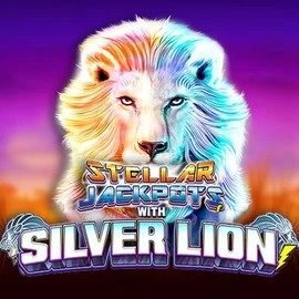 Stellar Jackpots with Silver Lion slot logo by Lightning Box Game at Qbet Casino